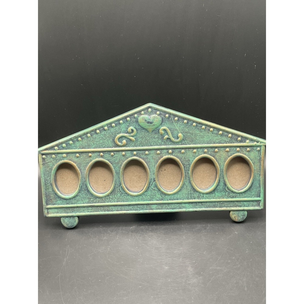 Vintage  Six-Year Photo Frame: Blue Green Brushed Gold Decor
